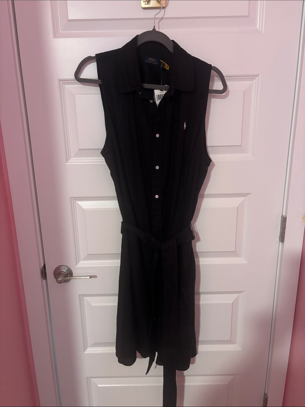 Polo by Ralph Lauren Black Sleeveless Long Button-Front Tunic